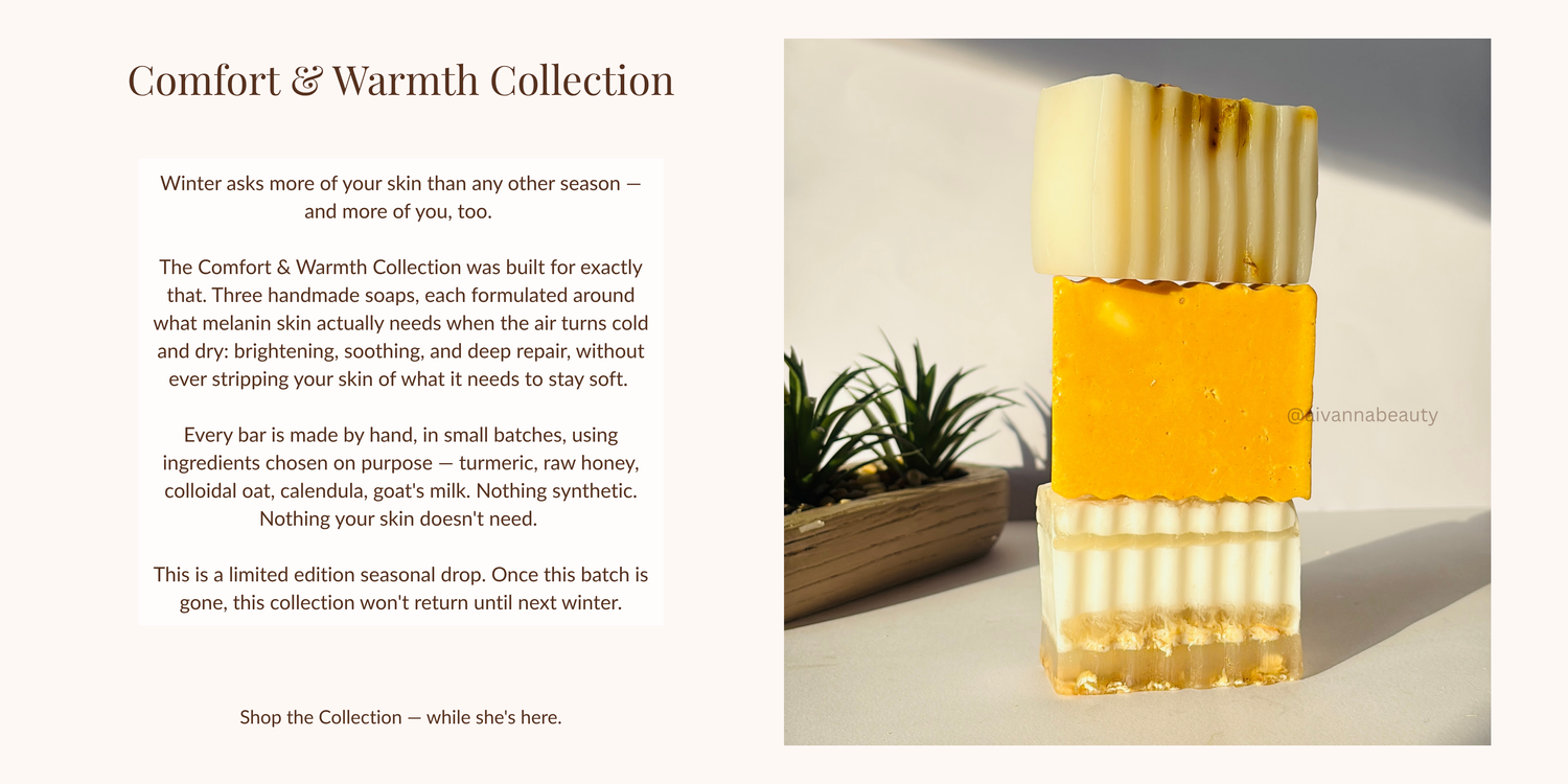 turmeric, honey and oats and calendula and vanilla soaps stacked 