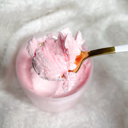 organic floral scented body butter texture close up